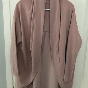 Tentree French Terry cocoon cardigan, pink, size small.